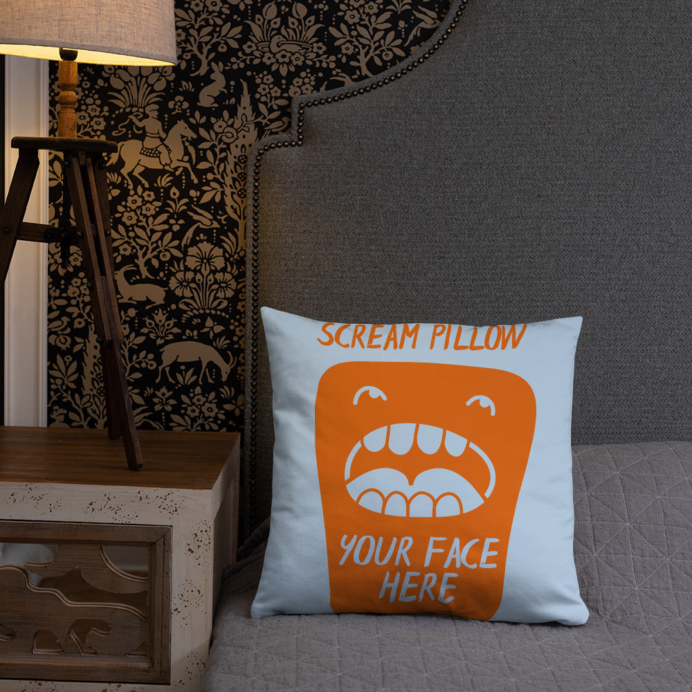 Scream Pillow - Blue and Orange