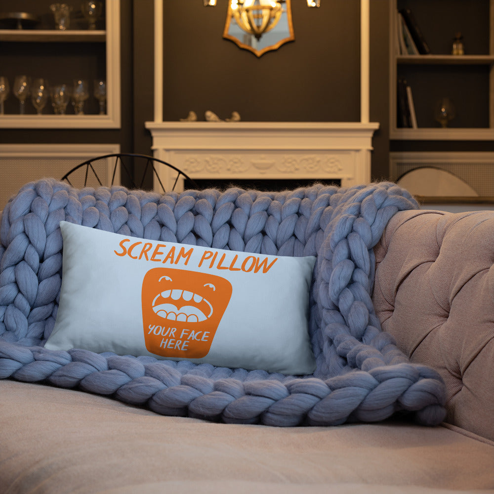 Scream Pillow - Blue and Orange